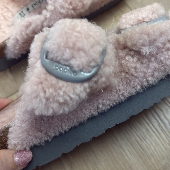 Papillio by Birkenstock Arizona Big Buckle Teddy Shearling Platform Sandals 37 - Picture 6 of 7